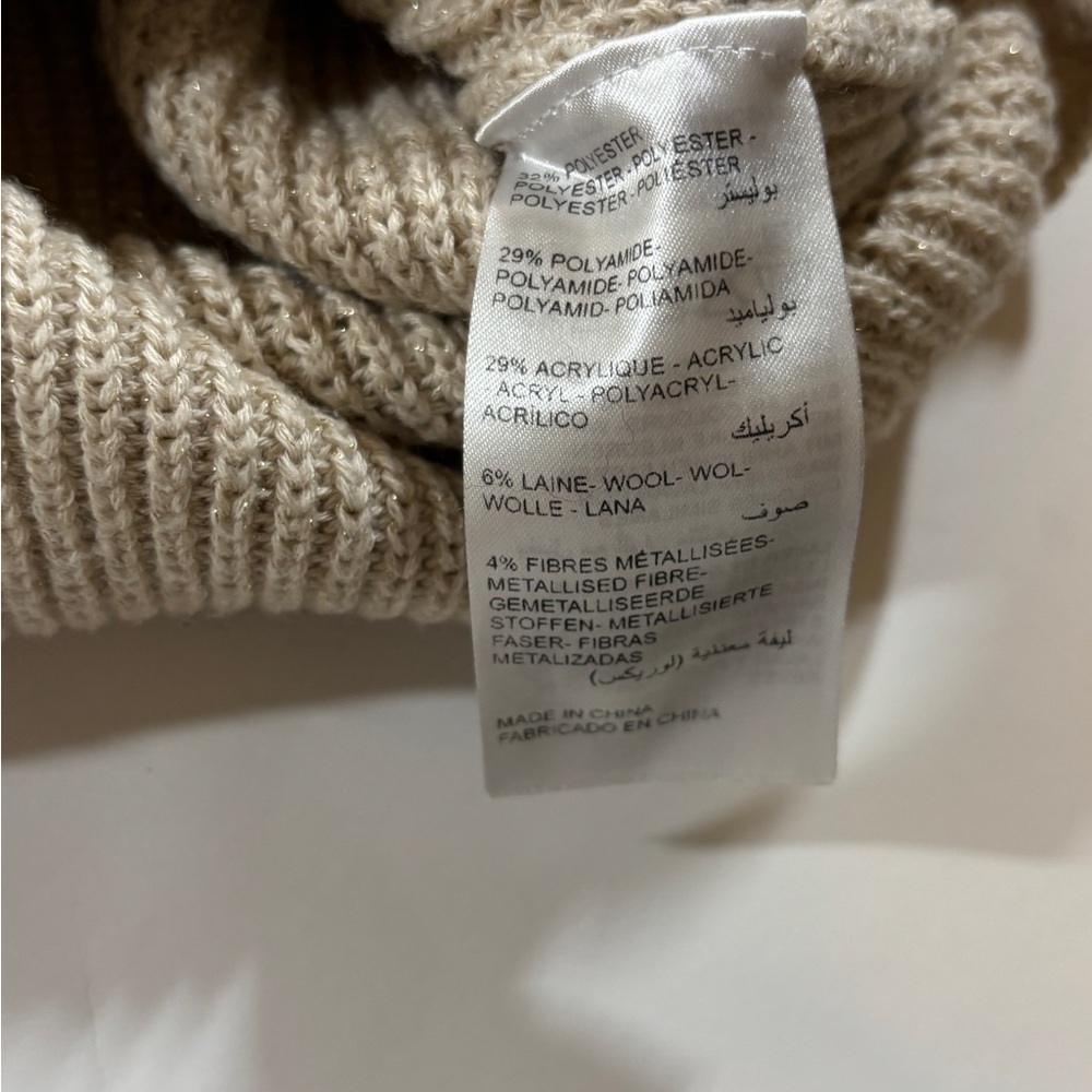 Maison 123 short sleeve Sweater Womens Size M gold thread Minimalist earthy - Picture 5 of 6